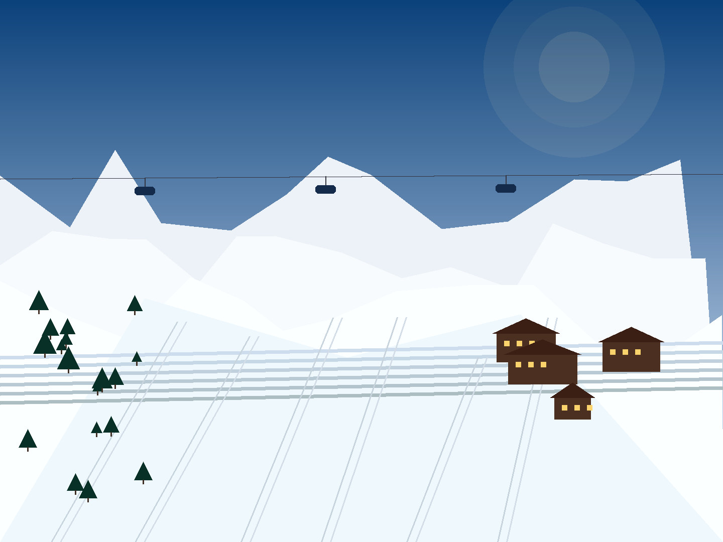 Tyrol morning slopes: Slope panorama and outlook