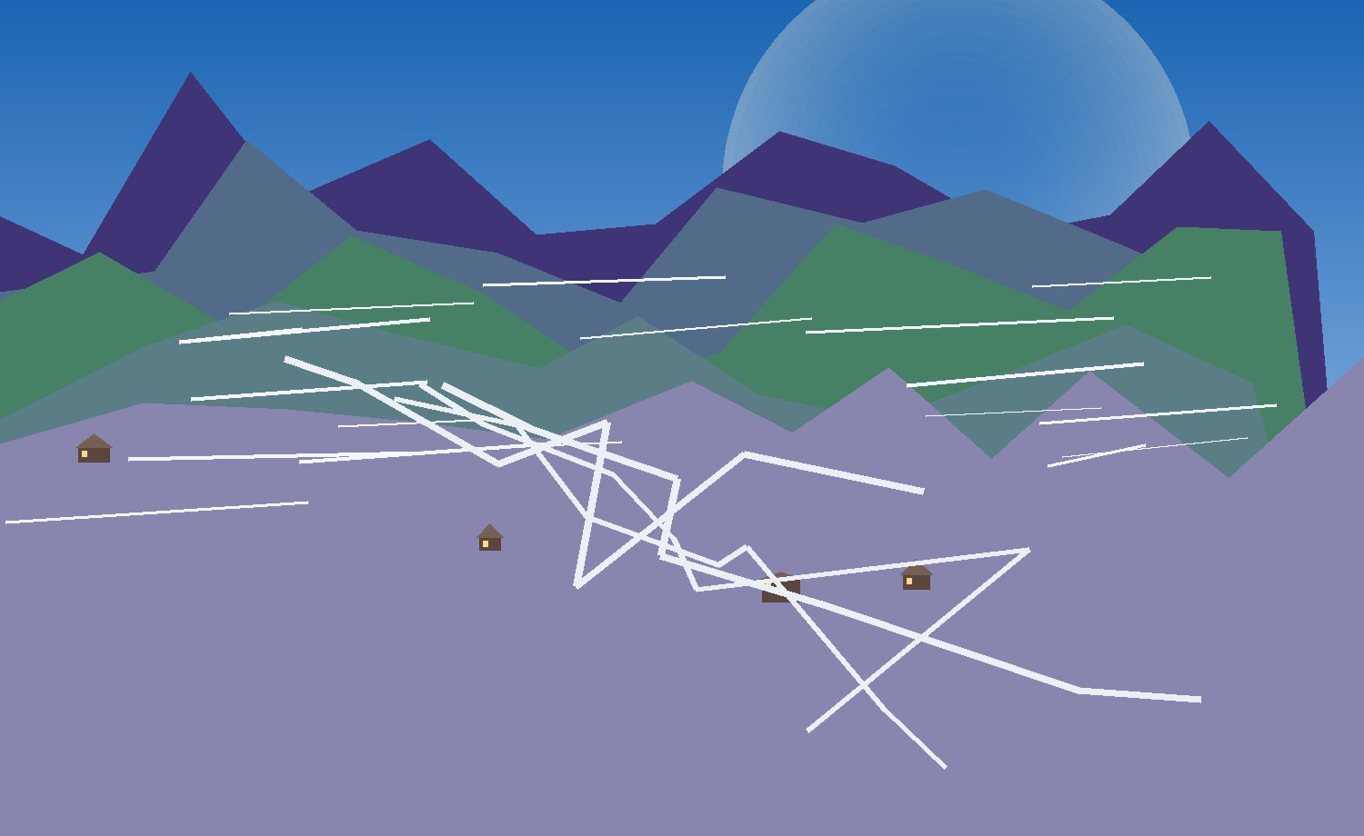 panorama lines quiet evening villages